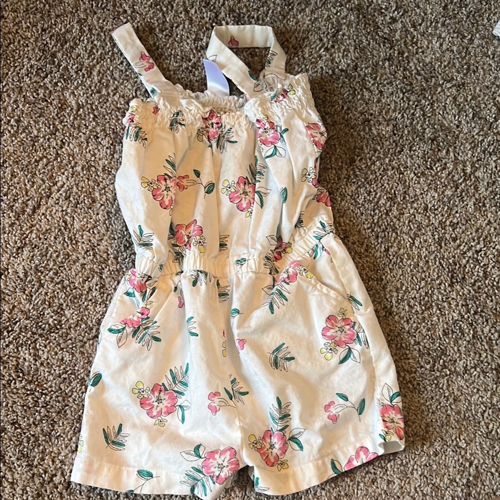 Carter's Cream Floral Toddler Romper